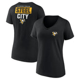 Pittsburgh Penguins Women's Territorial V-Neck T-Shirt Black