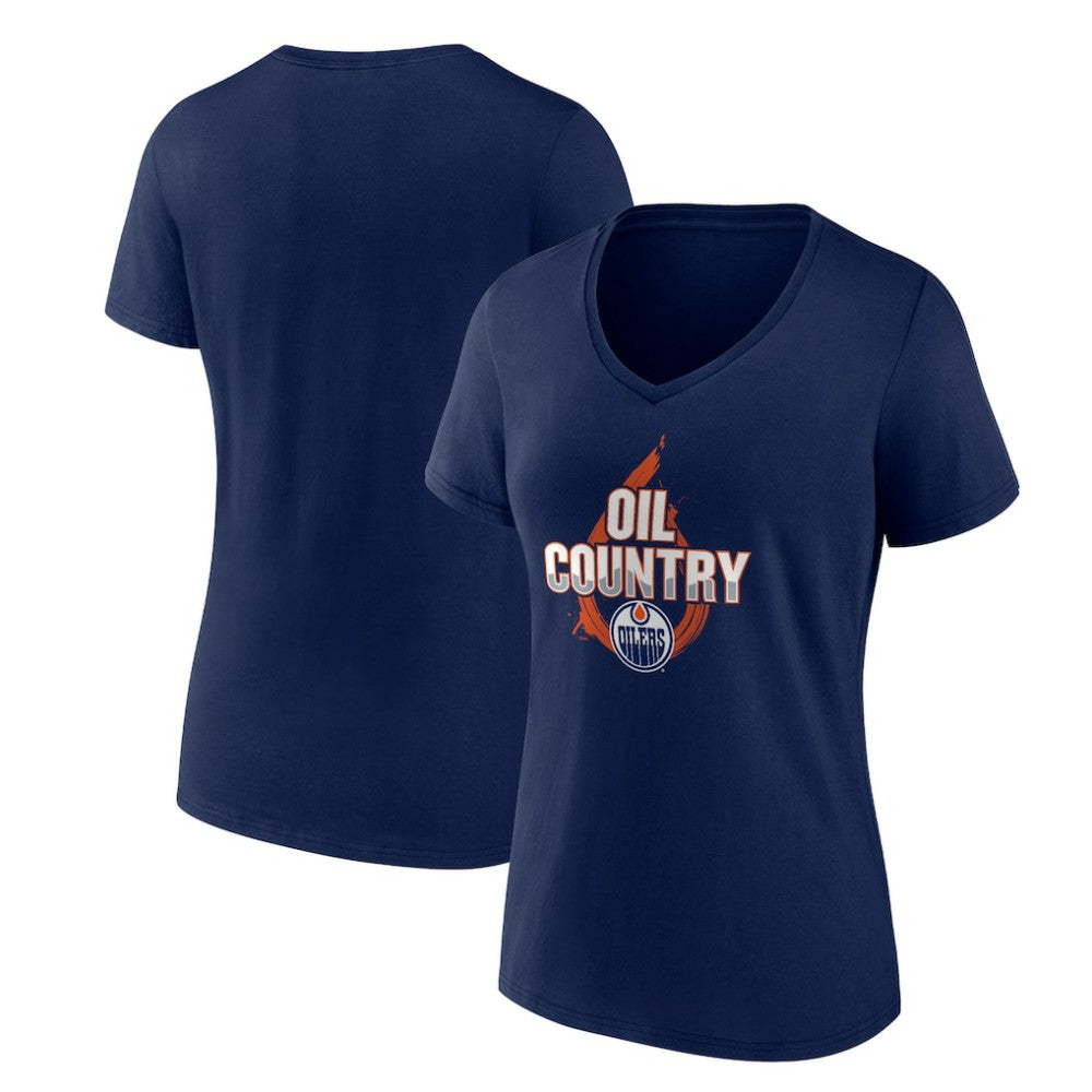 Edmonton Oilers - Women's Represent V-Neck T-Shirt Navy