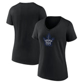 Toronto Maple Leafs - Women's Alternate Logo V-Neck T-Shirt Black