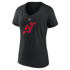 New Jersey Devils - Women's Alternate Logo V-Neck T-Shirt Black