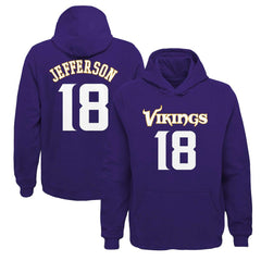 Justin Jefferson Minnesota Vikings Youth Mainliner Player Name & Number Pullover Hoodie Purple - NFL