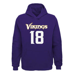 Justin Jefferson Minnesota Vikings Youth Mainliner Player Name & Number Pullover Hoodie Purple - NFL