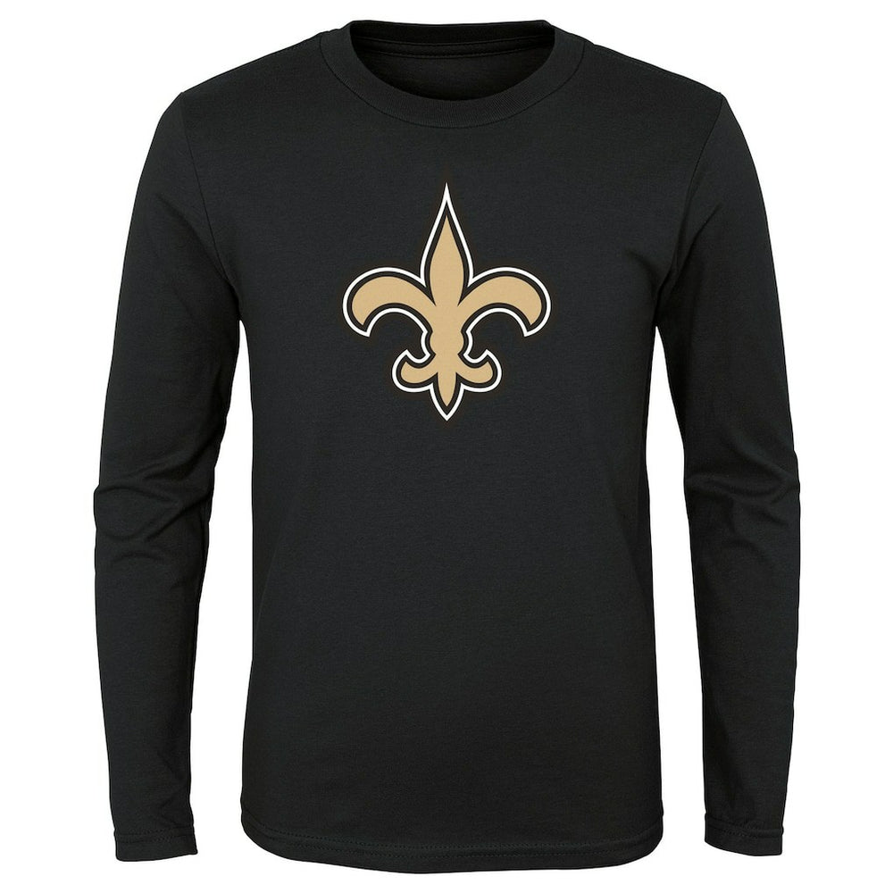 New Orleans Saints Youth Primary Logo Long Sleeve T-Shirt Black - NFL