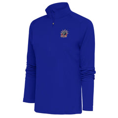 New York Rangers Antigua Women's Special Edition 2.0 Tribute Quarter-Zip Pullover Top Royal