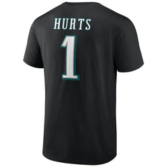 Jalen Hurts Philadelphia Eagles Icon Player Name & Number T-Shirt Black - NFL