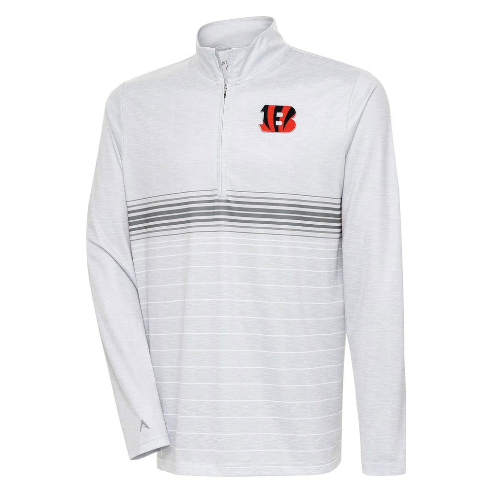 Cincinnati Bengals Antigua Bullseye Quarter-Zip Pullover Top Heather Gray/Steel - NFL