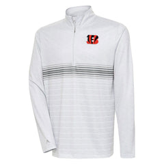 Cincinnati Bengals Antigua Bullseye Quarter-Zip Pullover Top Heather Gray/Steel - NFL