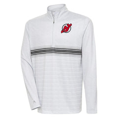 New Jersey Devils - Antigua Bullseye Quarter-Zip Pullover Top Heather Gray/Black