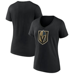Vegas Golden Knights Women's Team Primary Logo V-Neck T-Shirt Black