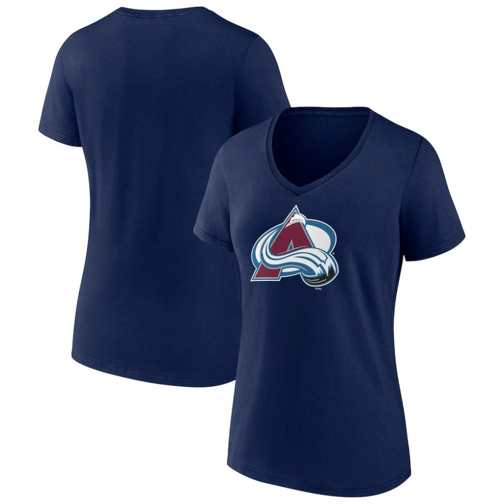 Colorado Avalanche - Women's Team Primary Logo V-Neck T-Shirt Navy