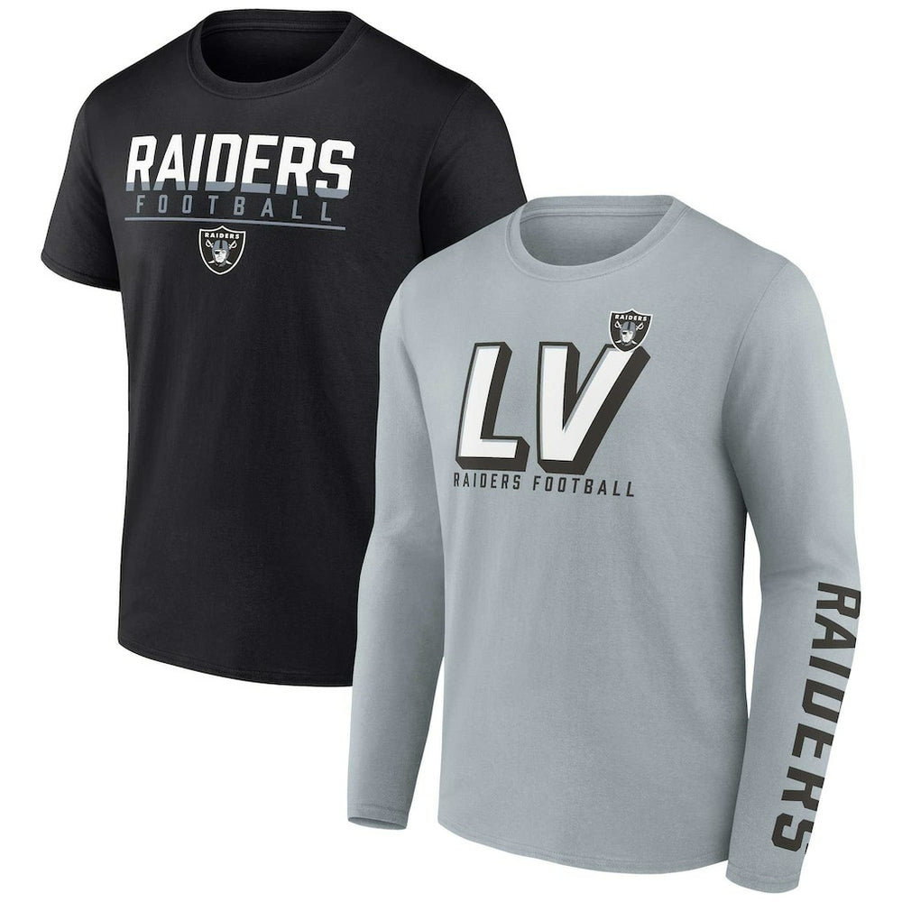 Las Vegas Raiders Two-Pack T-Shirt Combo Set Silver/Black - Fanatics