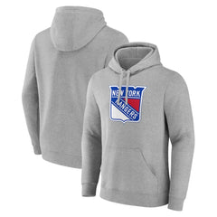 New York Rangers Primary Team Logo Pullover Hoodie Gray