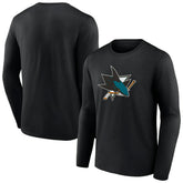 San Jose Sharks - Primary Logo Team Long Sleeve T-Shirt Black