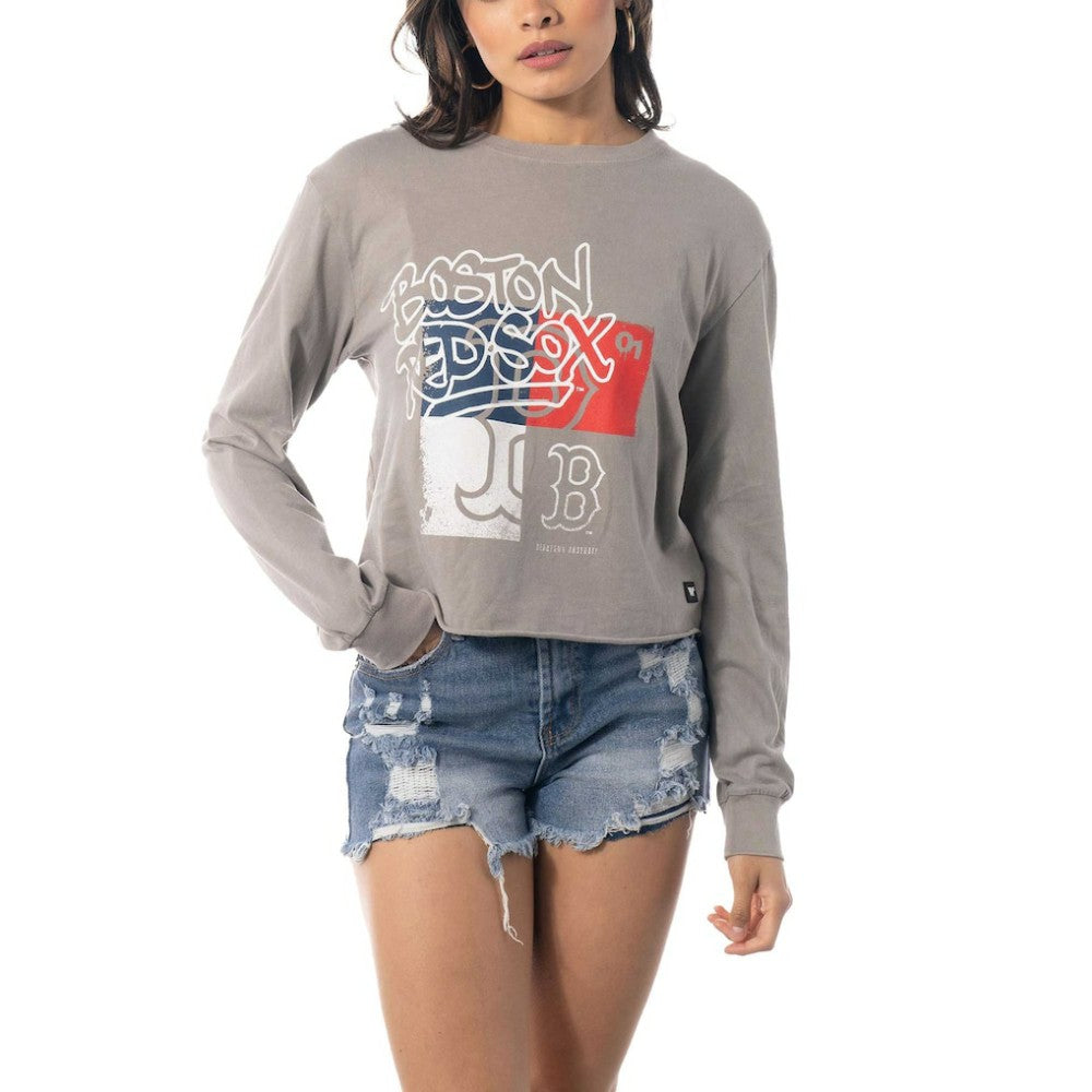 Boston Red Sox The Wild Collective Women's Cropped Long Sleeve T-Shirt for sale
