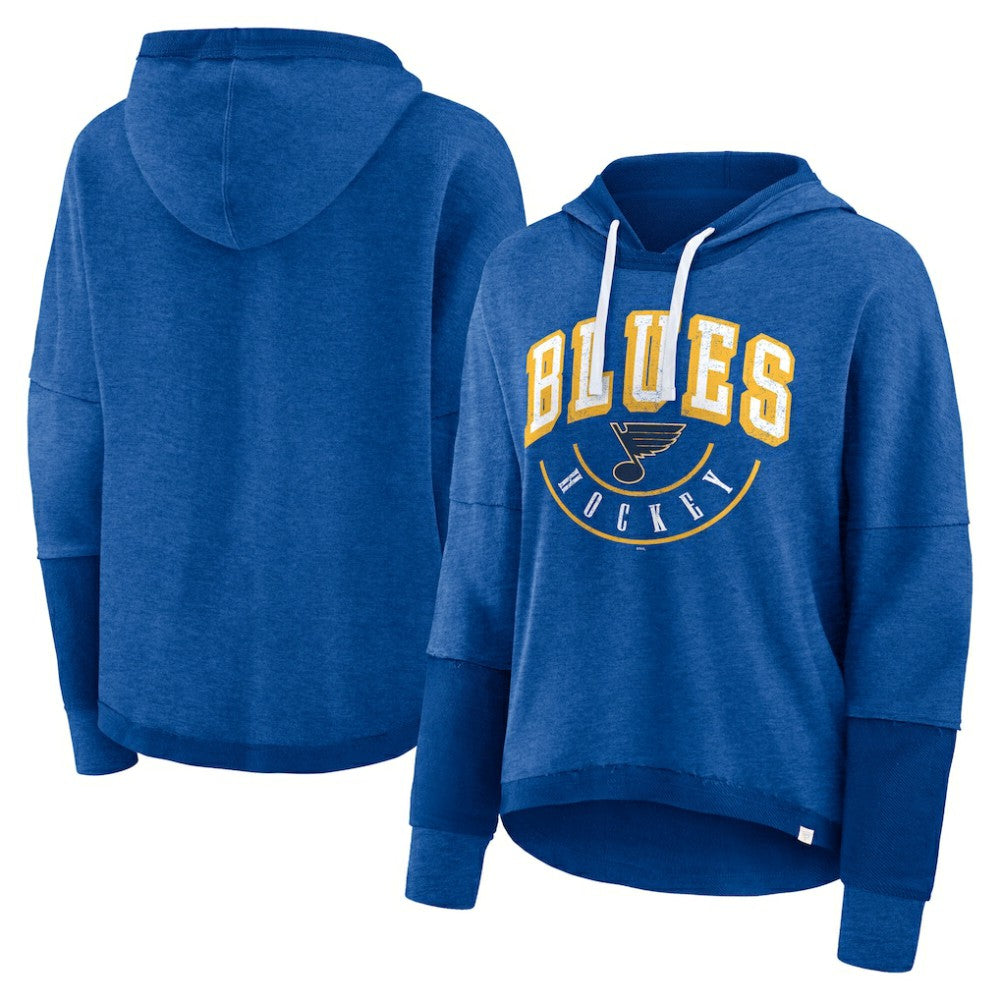 St. Louis Blues - Fanatics Women's Lux Lounge Helmet Arch Pullover Hoodie Heather Blue