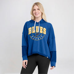 St. Louis Blues - Fanatics Women's Lux Lounge Helmet Arch Pullover Hoodie Heather Blue