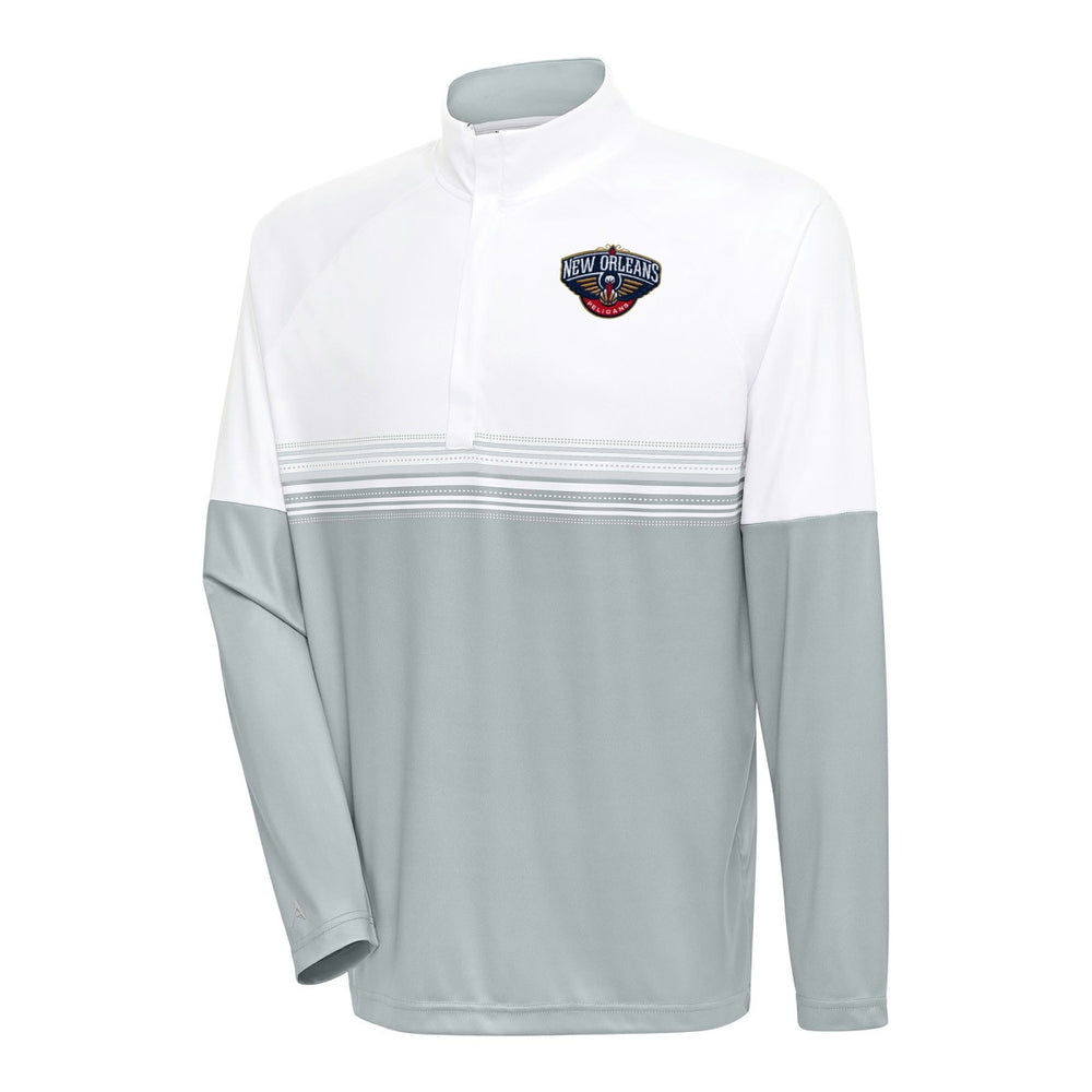 NBA - New Orleans Pelicans Antigua Bender Quarter-Zip Pullover Top - White/Gray