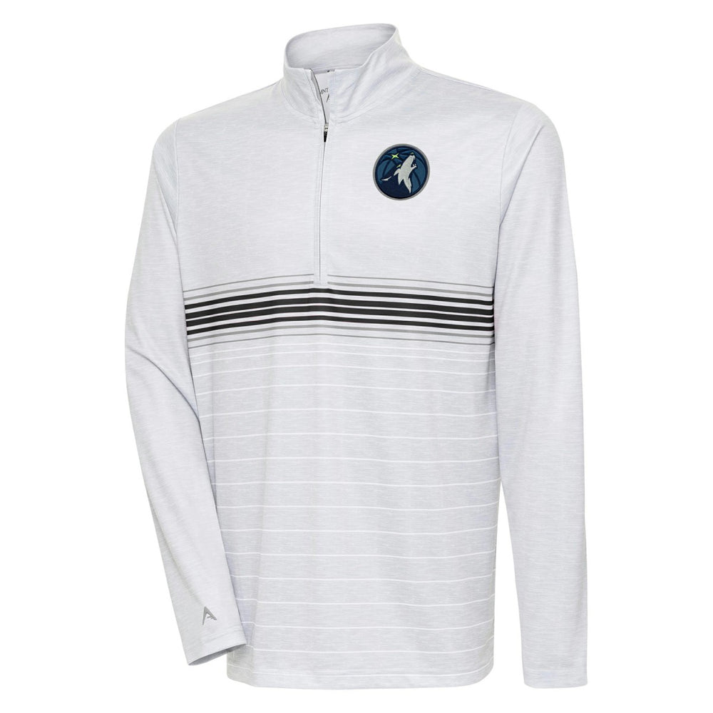 NBA - Minnesota Timberwolves Antigua Bullseye Quarter-Zip Pullover Top - Heather Gray/Black