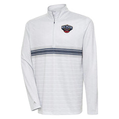 NBA - New Orleans Pelicans Antigua Bullseye Quarter-Zip Pullover Top - Heather Gray/Navy
