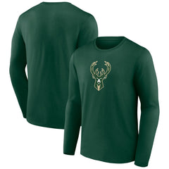 NBA - Milwaukee Bucks Primary Team Logo Long Sleeve T-Shirt - Hunter Green