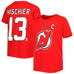 Nico Hischier New Jersey Devils - Youth Player Name & Number T-Shirt Red