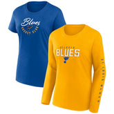 St. Louis Blues - Fanatics Women's Long and Short Sleeve Two-Pack T-Shirt Set Blue