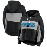 Carolina Panthers Women's Filled Stat Sheet Lighweight Modest Crop Hoodie Black - Fanatics