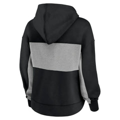 Carolina Panthers Women's Filled Stat Sheet Lighweight Modest Crop Hoodie Black - Fanatics