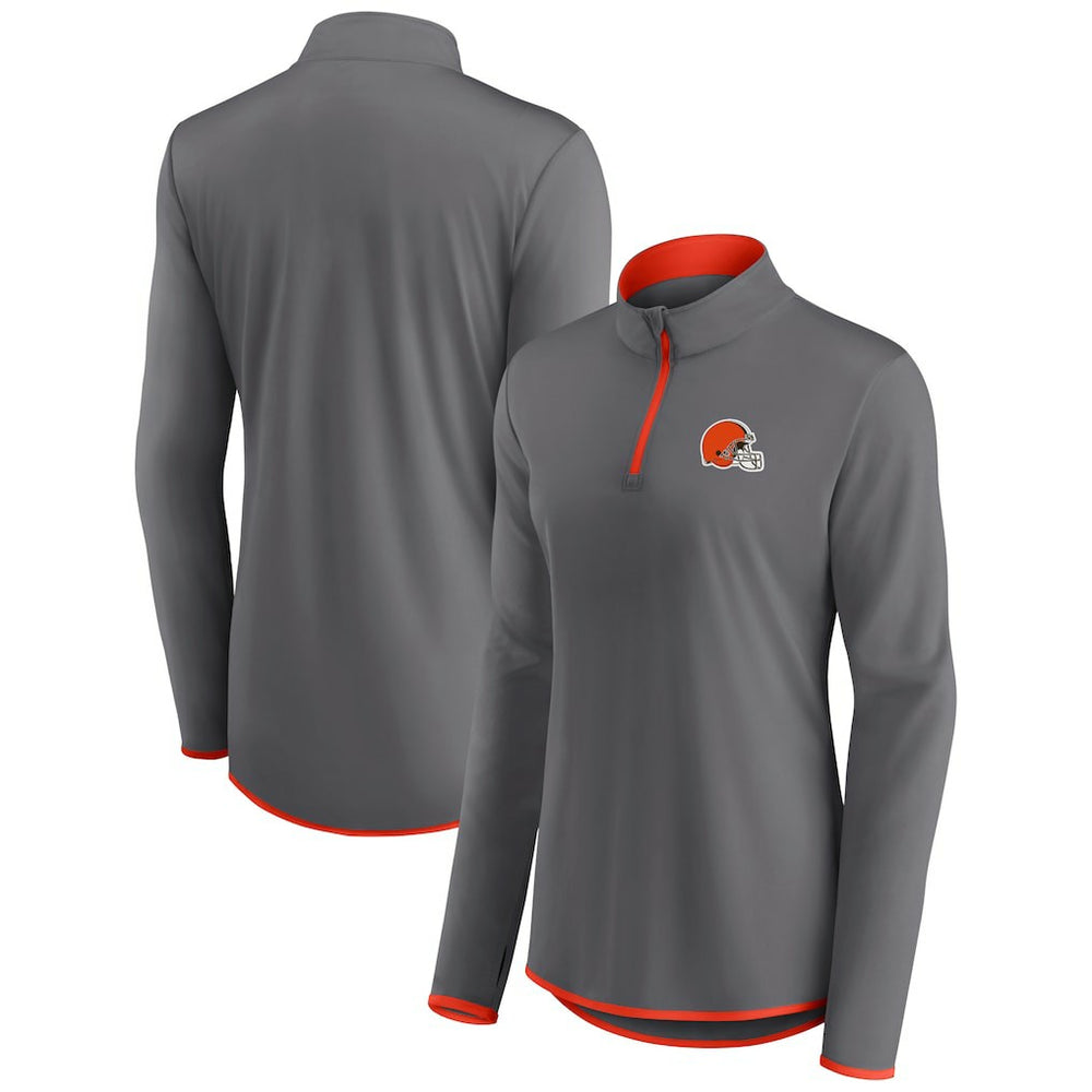 Cleveland Browns Women's Adult Corner Long Sleeve 1/4 Zip Top Gray - NFL