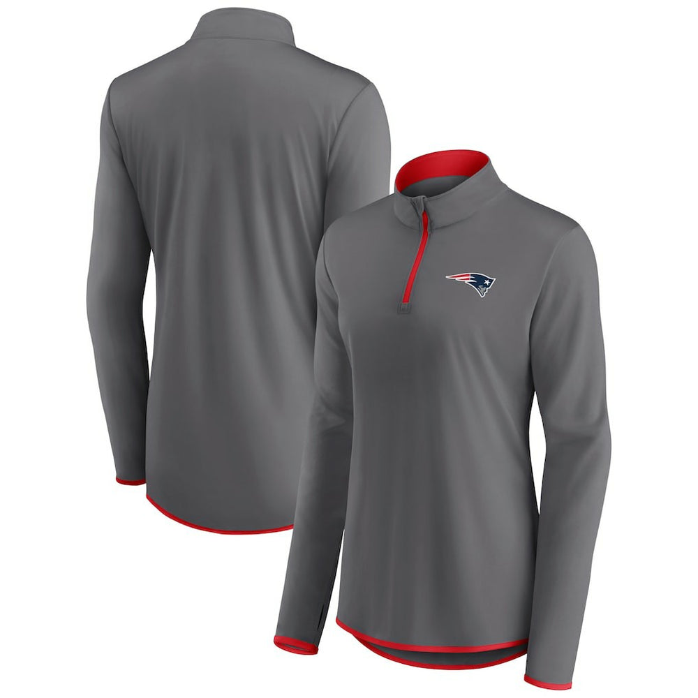 New England Patriots Women's Adult Corner Long Sleeve 1/4 Zip Top Gray - NFL
