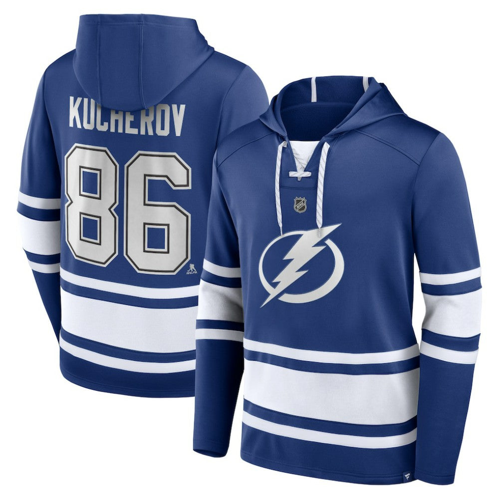 Nikita Kucherov Tampa Bay Lightning - Fanatics Name & Number Lace-Up Pullover Hoodie Blue