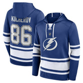 Nikita Kucherov Tampa Bay Lightning - Fanatics Name & Number Lace-Up Pullover Hoodie Blue