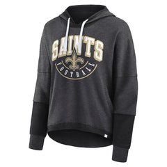 New Orleans Saints Women's Lightewight Modest Crop Lounge Helmet Arch Pullover Hoodie Charcoal - Fanatics