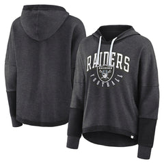 Las Vegas Raiders Women's Lightewight Modest Crop Lounge Helmet Arch Pullover Hoodie Charcoal - Fanatics
