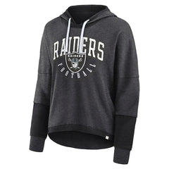Las Vegas Raiders Women's Lightewight Modest Crop Lounge Helmet Arch Pullover Hoodie Charcoal - Fanatics