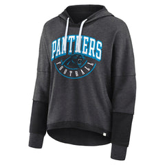 Carolina Panthers Women's Lightewight Modest Crop Lounge Helmet Arch Pullover Hoodie Charcoal - Fanatics