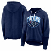 Tennessee Titans Women's Lightewight Modest Crop Lounge Helmet Arch Pullover Hoodie Navy - Fanatics