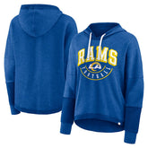 Los Angeles Rams Women's Lightewight Modest Crop Lounge Helmet Arch Pullover Hoodie Royal - Fanatics