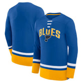 St. Louis Blues - Fanatics Back Pass Lace-Up Long Sleeve T-Shirt Blue