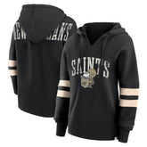 New Orleans Saints Women's Bold Move Dolman V-Neck Hip HIp Hoodie Black - Fanatics
