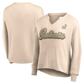 New Orleans Saints Women's Go For It Notch Neck Waffle Knit Lightweight Long Sleeve T-Shirt Tan - Fanatics