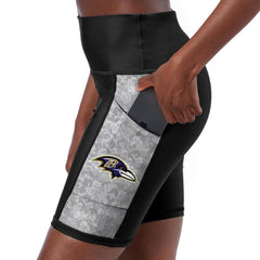 Baltimore Ravens Certo Women's High Waist Logo Two-Pocket Biker Shorts Black - NFL