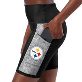 Pittsburgh Steelers Certo Women's High Waist Logo Two-Pocket Biker Shorts Black - NFL