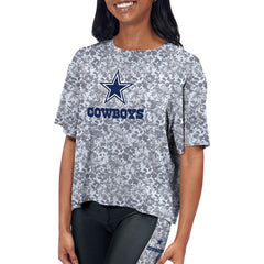 Dallas Cowboys Certo Women's Cropped Turnout T-Shirt Navy - NFL