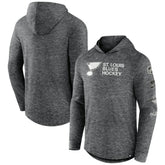 St. Louis Blues - Fanatics Stacked Long Sleeve Hoodie T-Shirt Heather Charcoal