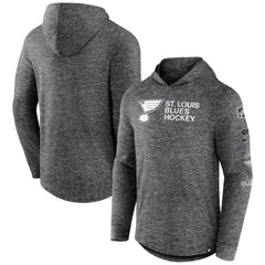 St. Louis Blues - Fanatics Stacked Long Sleeve Hoodie T-Shirt Heather Charcoal