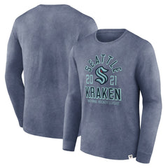 Seattle Kraken Fanatics Keep The Zone Long Sleeve T-Shirt Heather Deep Sea Blue
