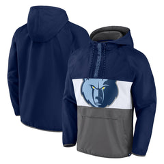 Fanatics - Memphis Grizzlies Anorak Flagrant Foul Color-Block Raglan Hoodie Half-Zip Jacket - Navy/Gray