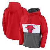 Fanatics - Chicago Bulls Anorak Flagrant Foul Color-Block Raglan Hoodie Half-Zip Jacket - Red/Gray