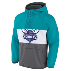Fanatics - Charlotte Hornets Anorak Flagrant Foul Color-Block Raglan Hoodie Half-Zip Jacket - Teal/Gray